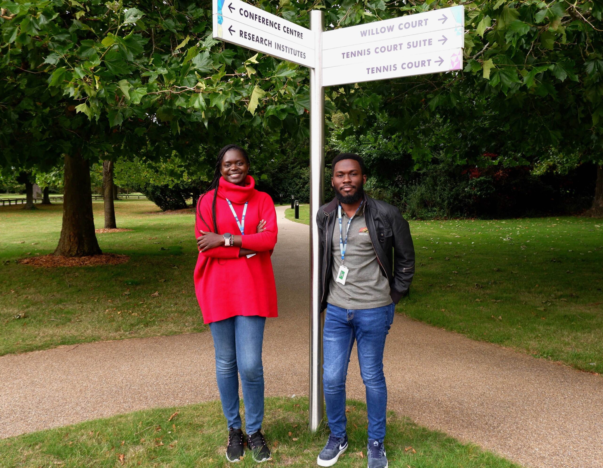 Sonia Barasa and Ibra Lujumba at the Wellcome Genome Campus, UK.